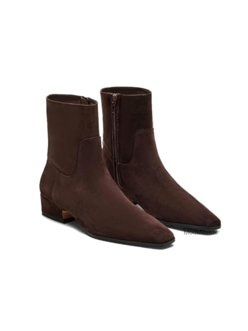 Suede Low Heel Square Toe Ankle Booties Side Zip Dressy Fall Boots